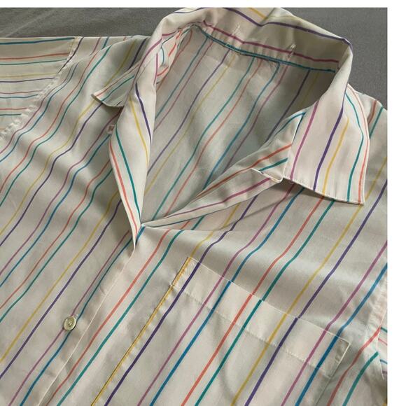 80s rainbow striped button down - Picture 2 of 7